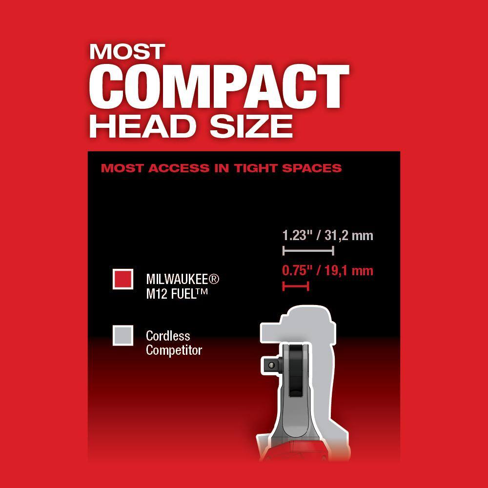 MW M12 FUEL 12V Lithium-Ion Cordless High Speed 38 in. Ratchet and 14 in. Hex Screwdriver Kit (2-Tool) 2567-20-2401-22