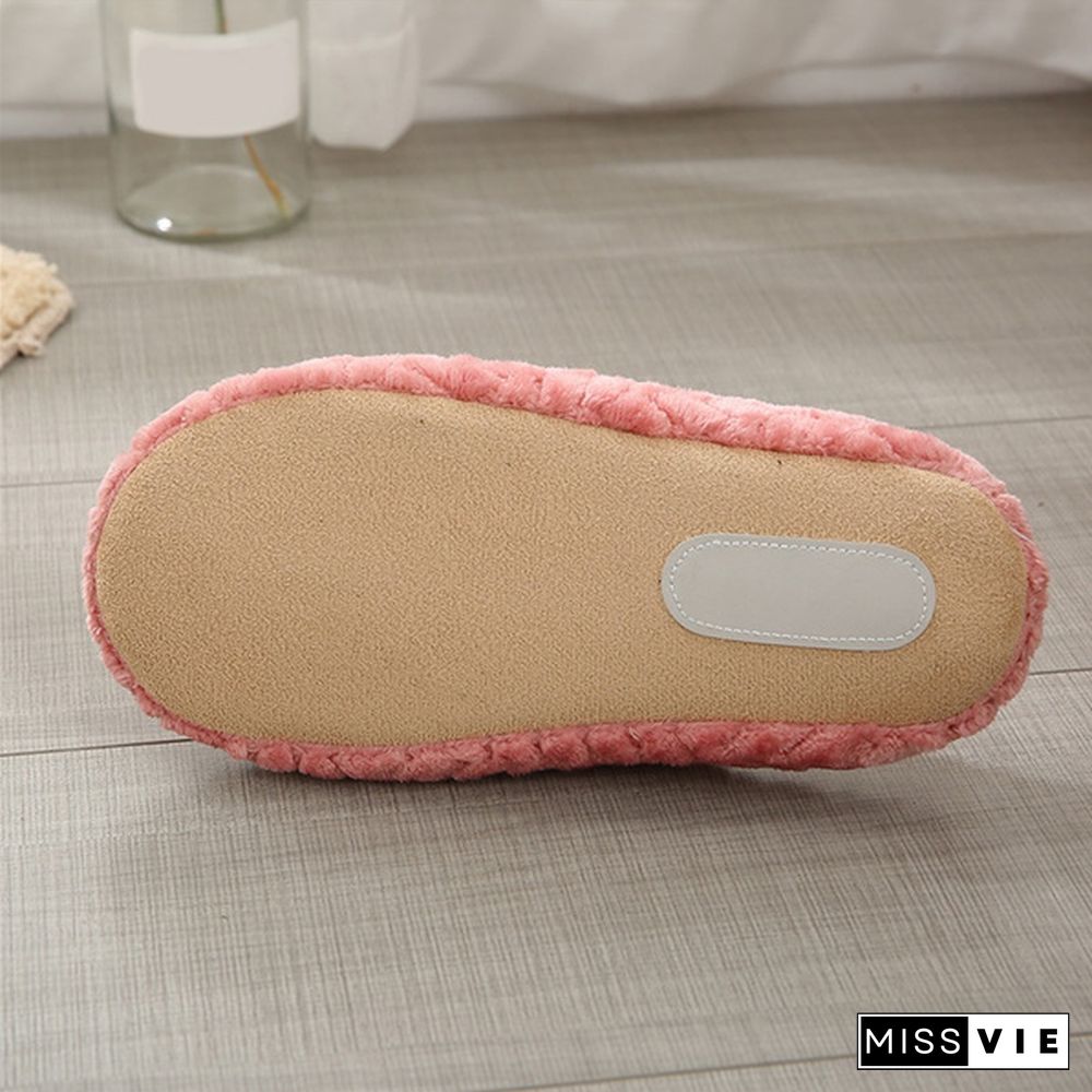 Ladies Fashion Plus Size Soft Bottom Plush Slippers Non-Slip Wooden Floor Indoor Couples Cotton Slippers