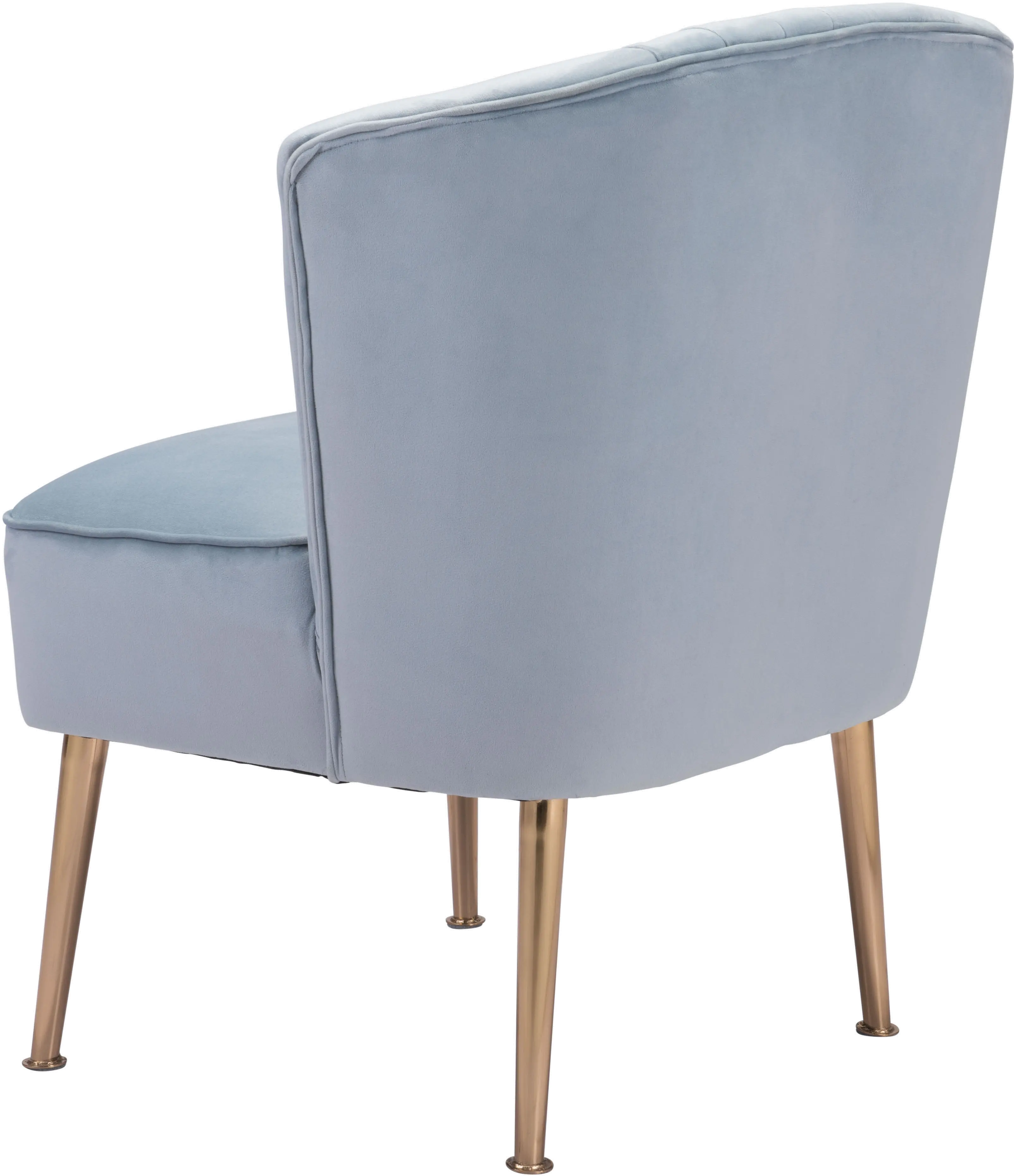 Andes Glam Blue Velvet Accent Chair