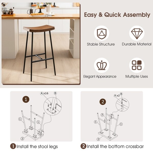 29'' Industrial Saddle Bar Stool with Metal Legs-29 inches - 16.5