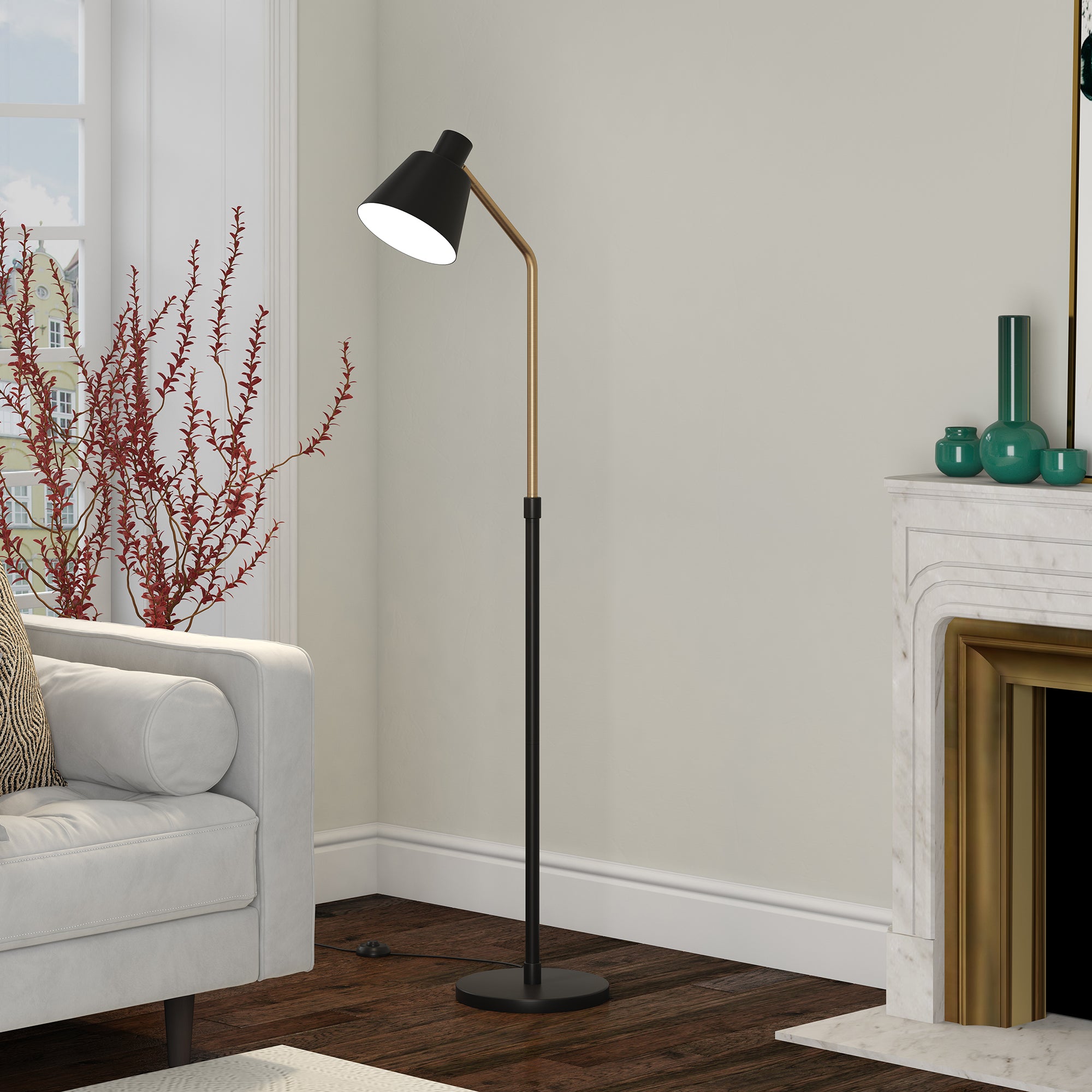 Evelyn&Zoe Mid-Century Modern Metal Two-Tone Floor Lamp