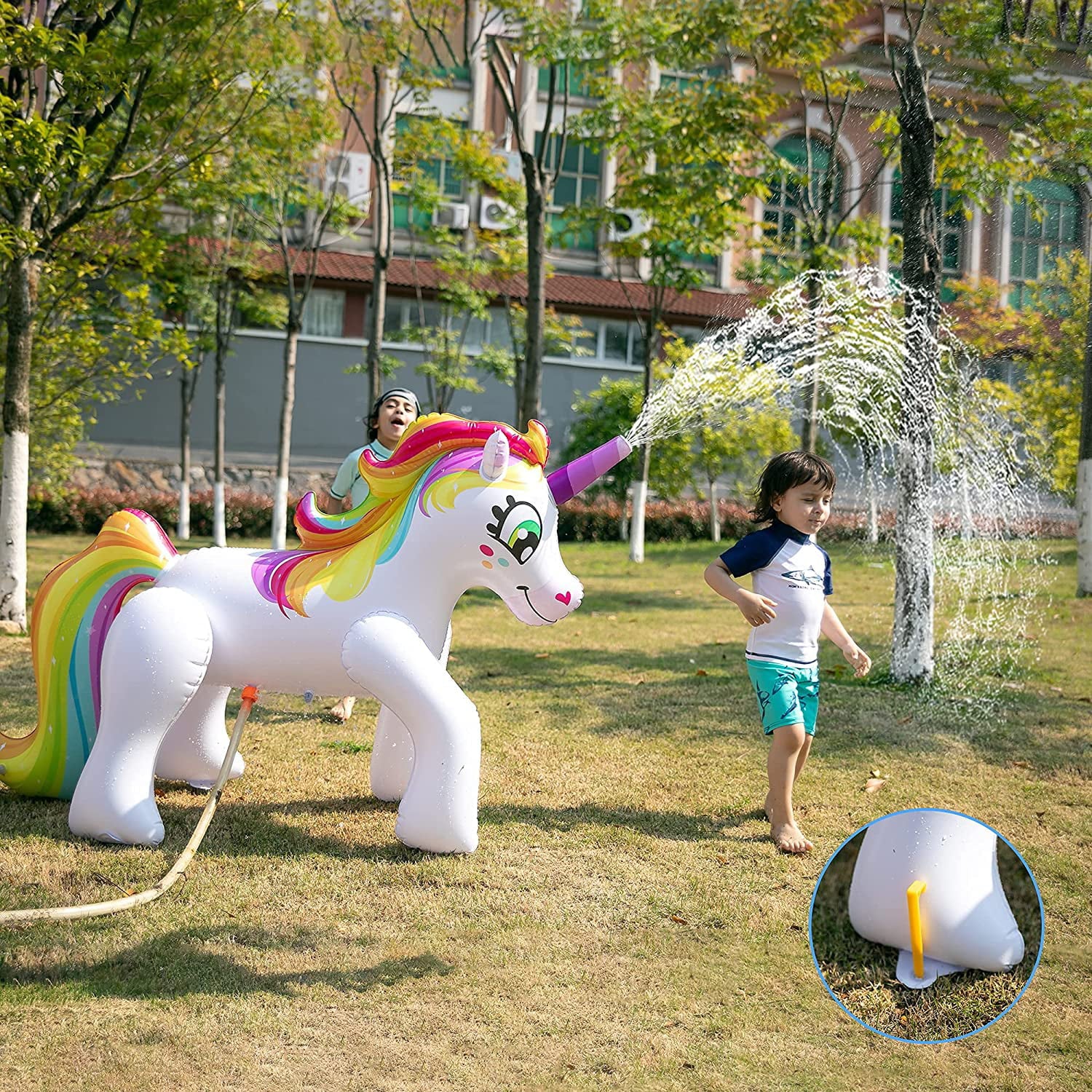 Intera 53'' Inflatable Unicorn Sprinkler for Kids and Adults Outdoor Water Toys， Alicorn/ Pegasus Lawn Sprinkler for Kids Summer Fun Activities