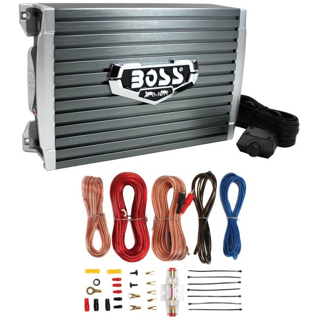 Boss Ar1500m 1500 Watt Mono Compact Amplifier And Bass Knob And Amp Wiring Kit