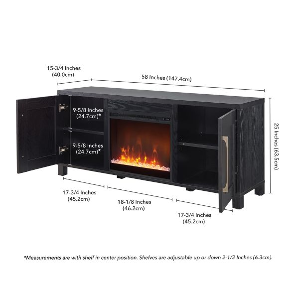 Chabot Rectangular TV Stand with Crystal Fireplace for TV's up to 65