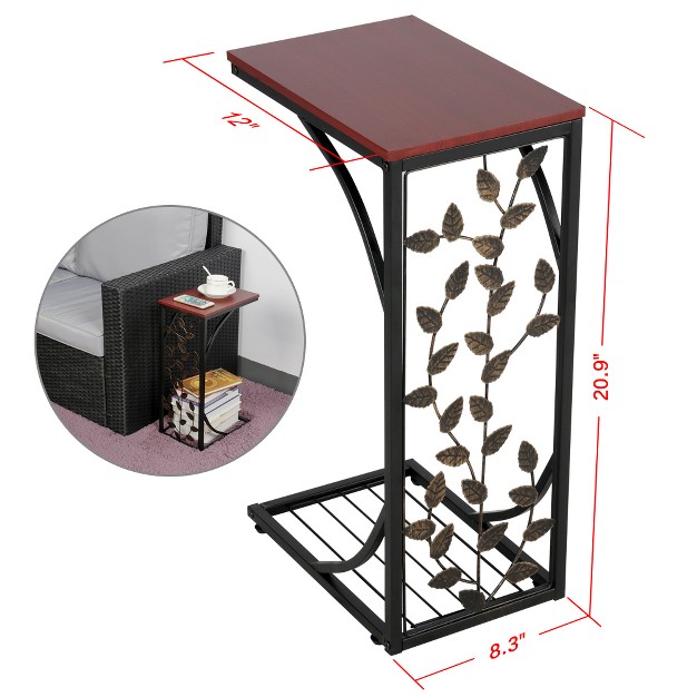 Yaheetech C Shaped End Table Sofa Side Table Brown