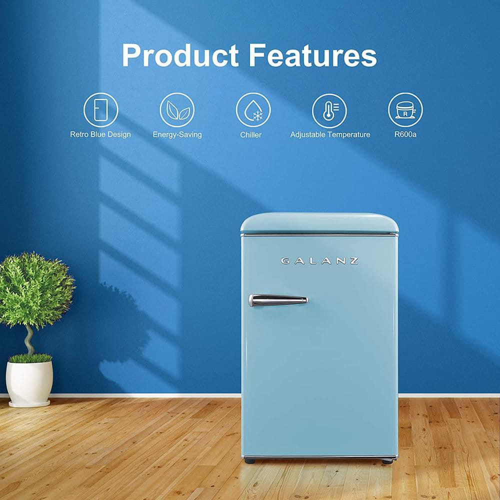 Galanz 25 cu ft Retro Mini Fridge in Bebop Blue with Chiller