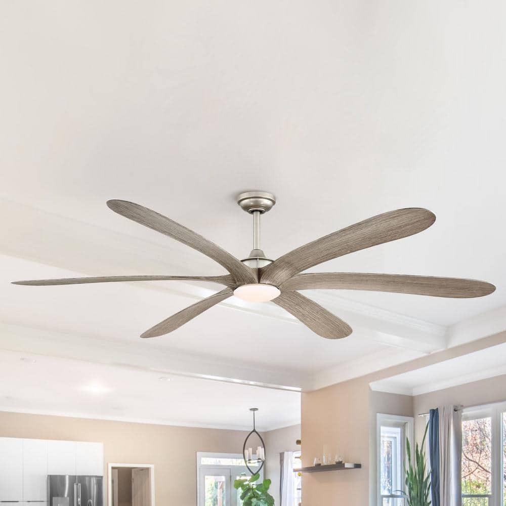 Parrot Uncle Jaydn 72 in Integrated LED Nickel Downrod Mount Ceiling Fan with Light and Remote Control