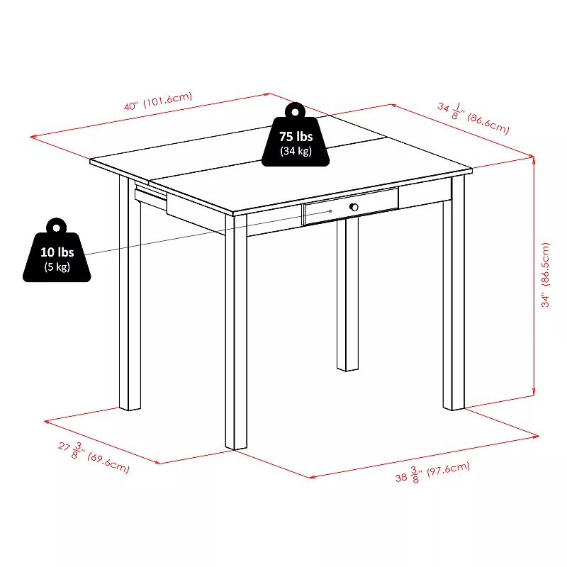 Winsome Perrone High Drop Leaf Dining Table and Counter Stool 3-piece Set