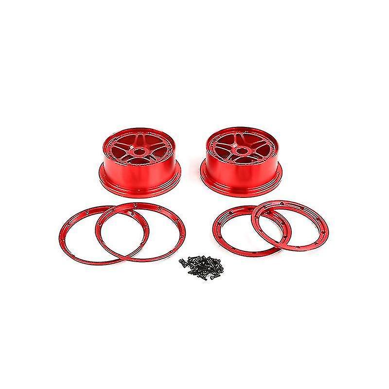 Cnc Metal Wheel Hub With Beadlock Wheel Rim Kit For 1/5 5ive T Rovan Kingmotorx2 Rc Parts，red