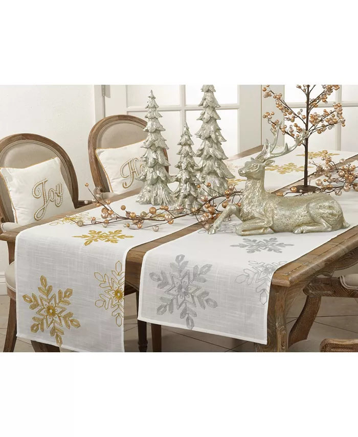 Saro Lifestyle Nivalis Collection Snowflake Design Runner