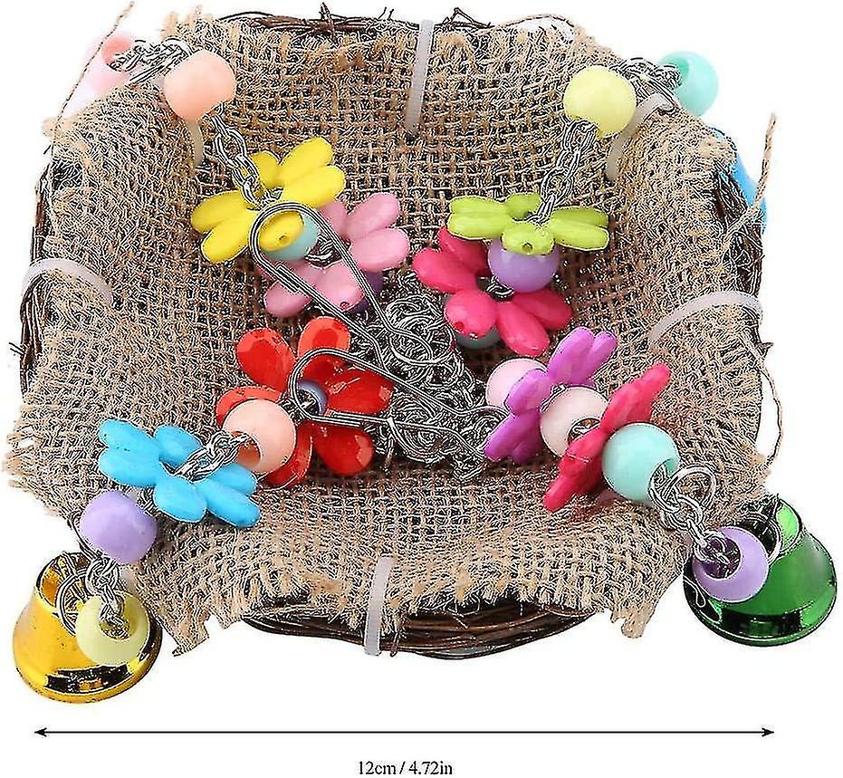 Bird Rattan Nest， Parrot Hanging Swing Toys With Bells Bird Cage Hammock For Cockatoo Maca