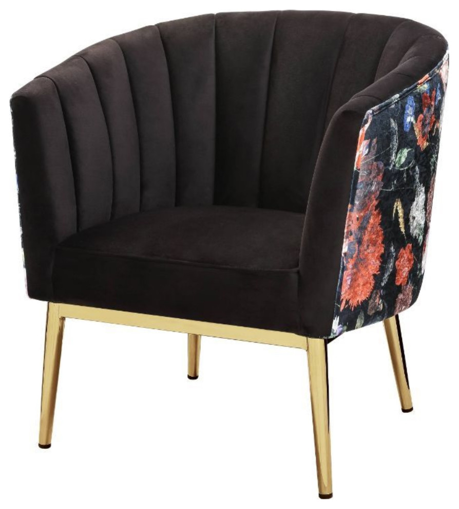 Accent Chair  Gray Velvet/Gold   Midcentury   Armchairs And Accent Chairs   by Acme Furniture  Houzz