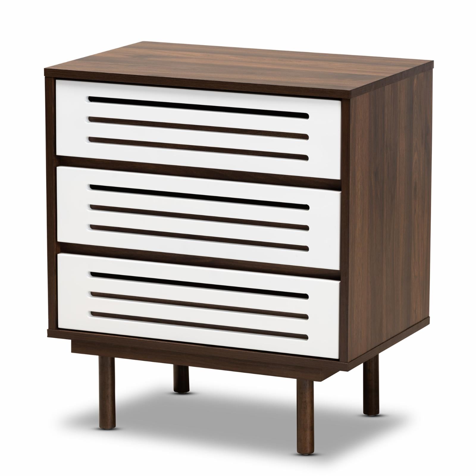 Baxton Studio Meike 3 Drawer Mid-Century Modern Nightstand