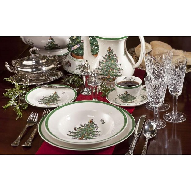 Spode Christmas Tree Rimmed 10 Inch Pasta Bowl 10 Inch