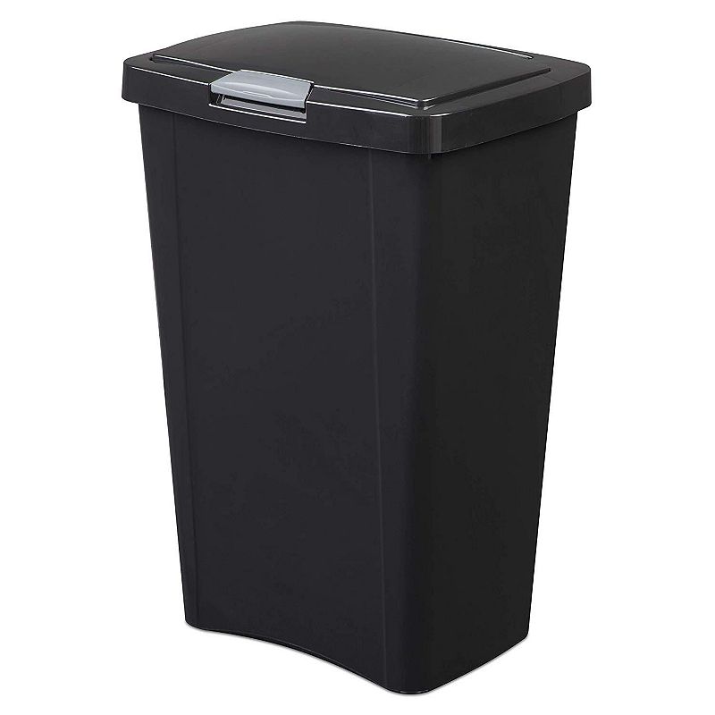 Sterilite 13 Gallon TouchTop Wastebasket with Titanium Latch， Black (4 Pack)