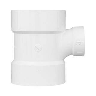 Charlotte Pipe 3 in. x 3 in. x 2 in. DWV PVC Sanitary Tee Reducing Fitting PVC004011400HD