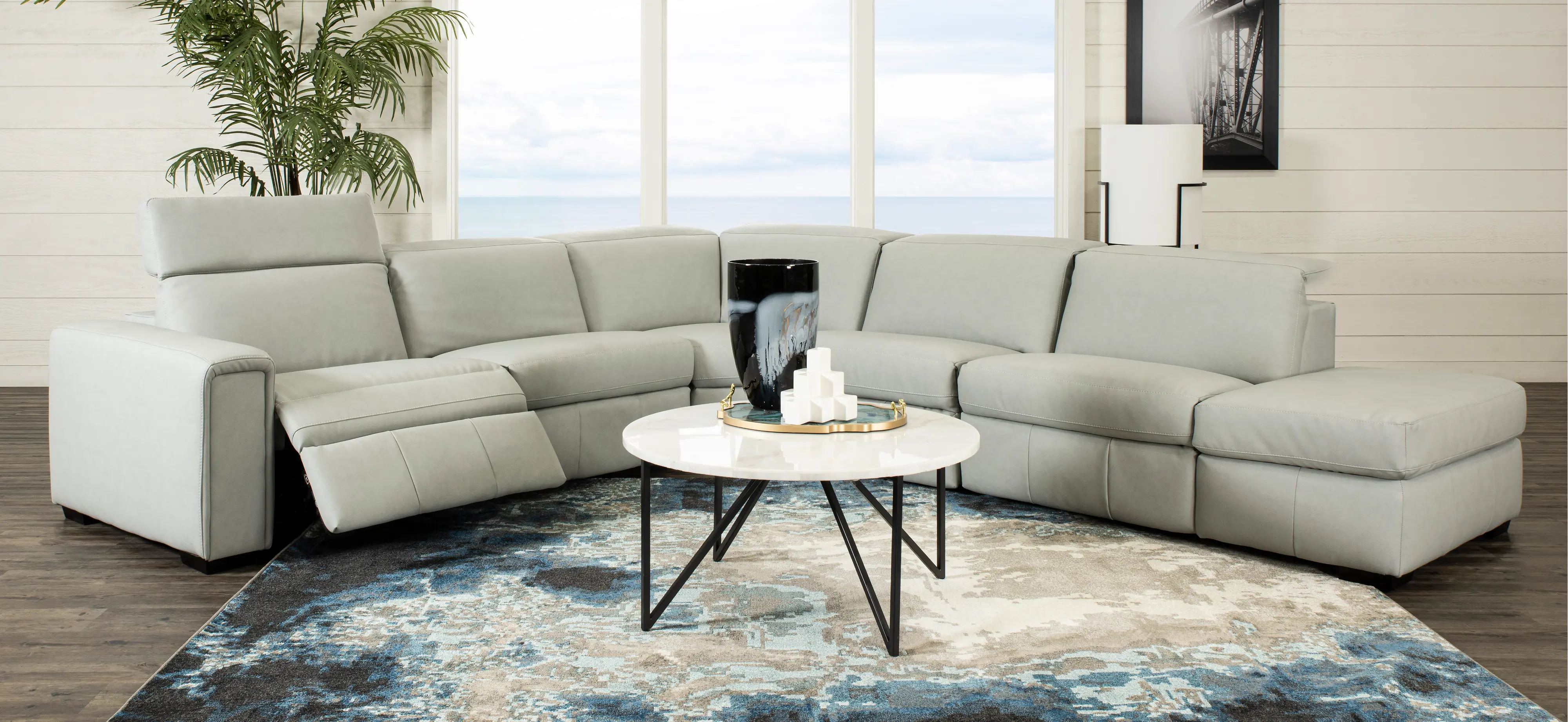 Titan Ash Gray 5 Piece Power Reclining Sectional