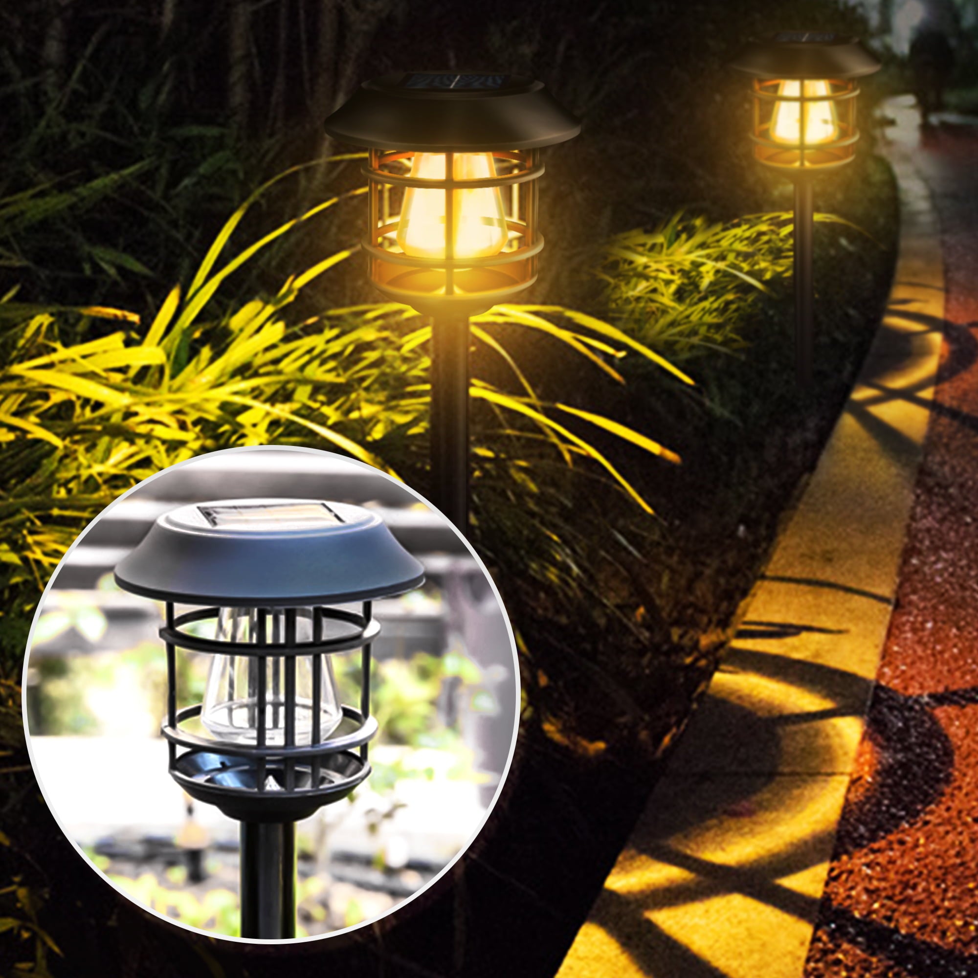 Solar Pathway Lights for Yard Outdoor 4 PK Solar Garden Lights Outdoor Decor Waterproof Landscape Lights for Lawn Patio Yard Garden Pathway Driveway Auto-on/off Warm White