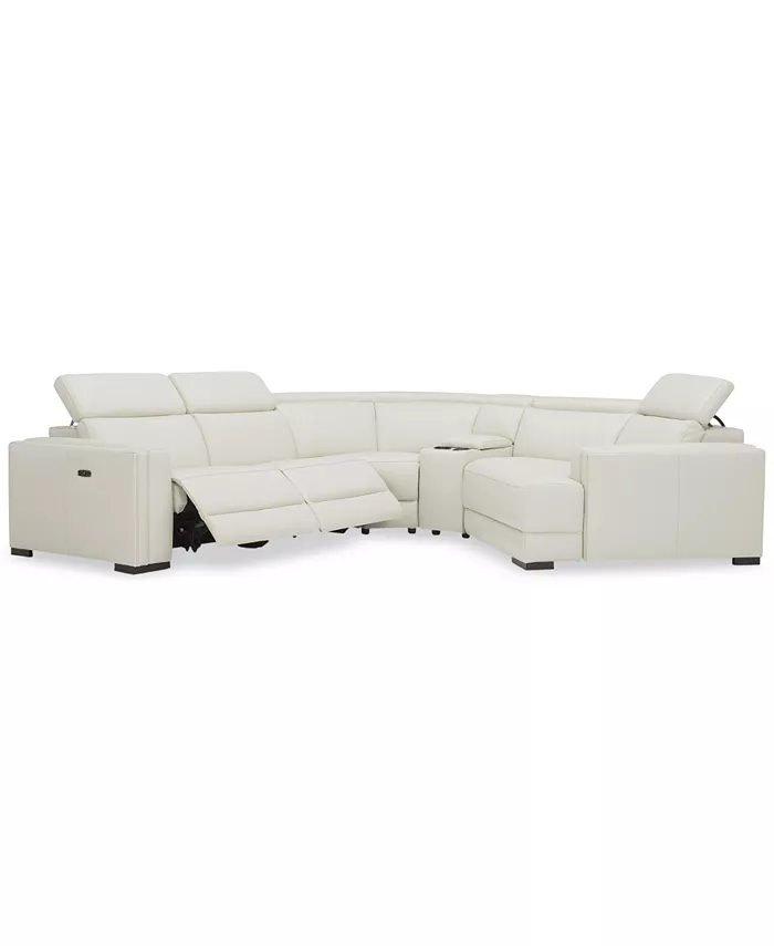 Furniture Jenneth 5-Pc. Leather Sofa with 2 Power Motion Recliners and Cuddler