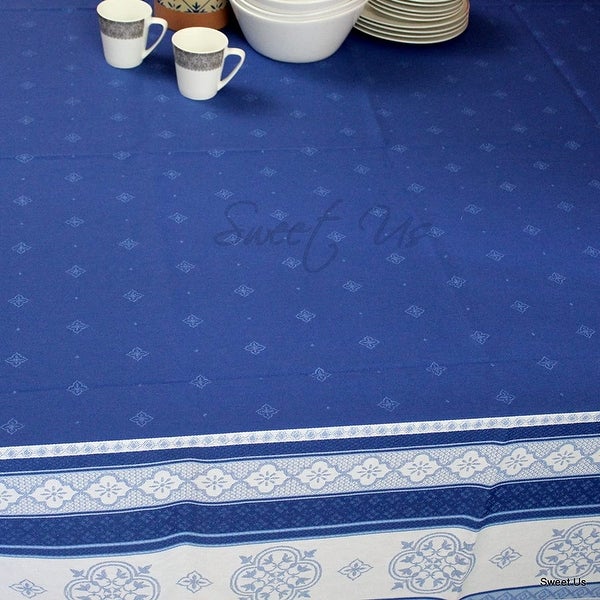 Wipeable Spill Resistant French Floral Cotton Sens Jacquard Tablecloth