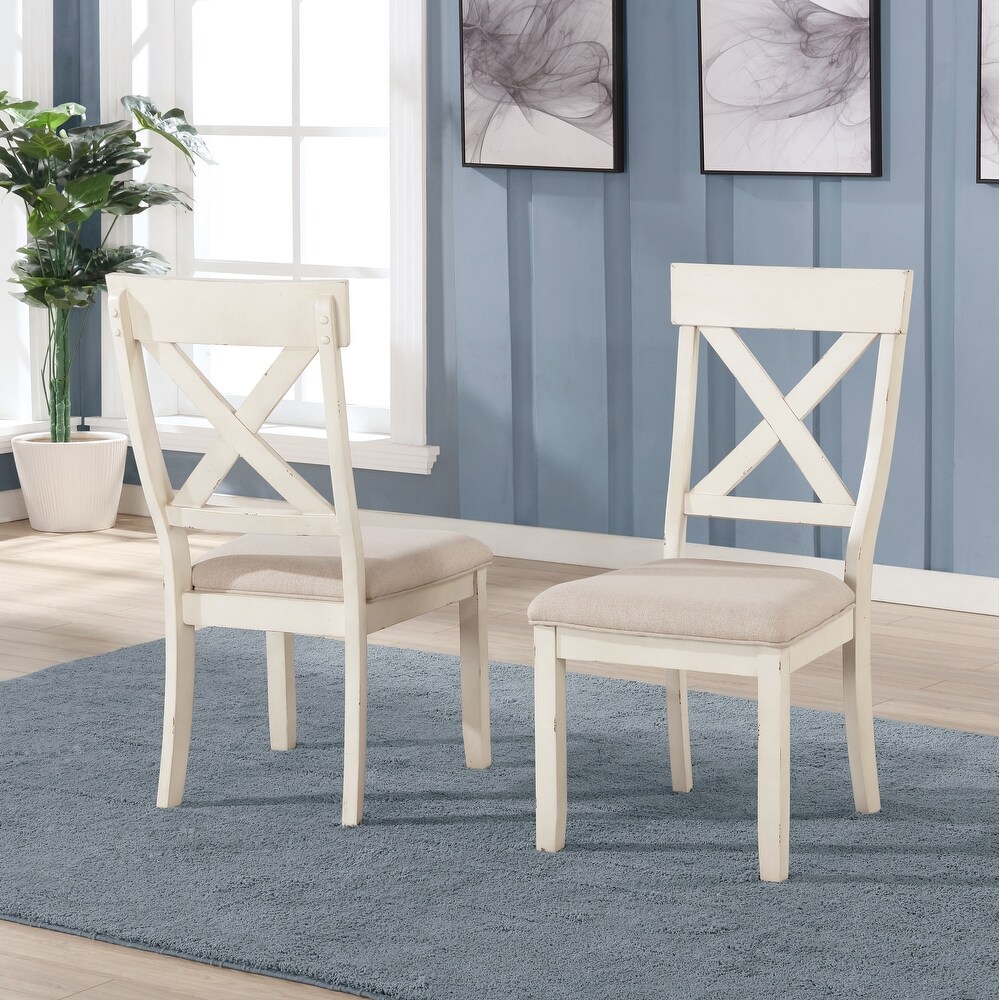 Roundhill Furniture Prato Antique White/ Distressed Oak 6 piece Dining Table Set