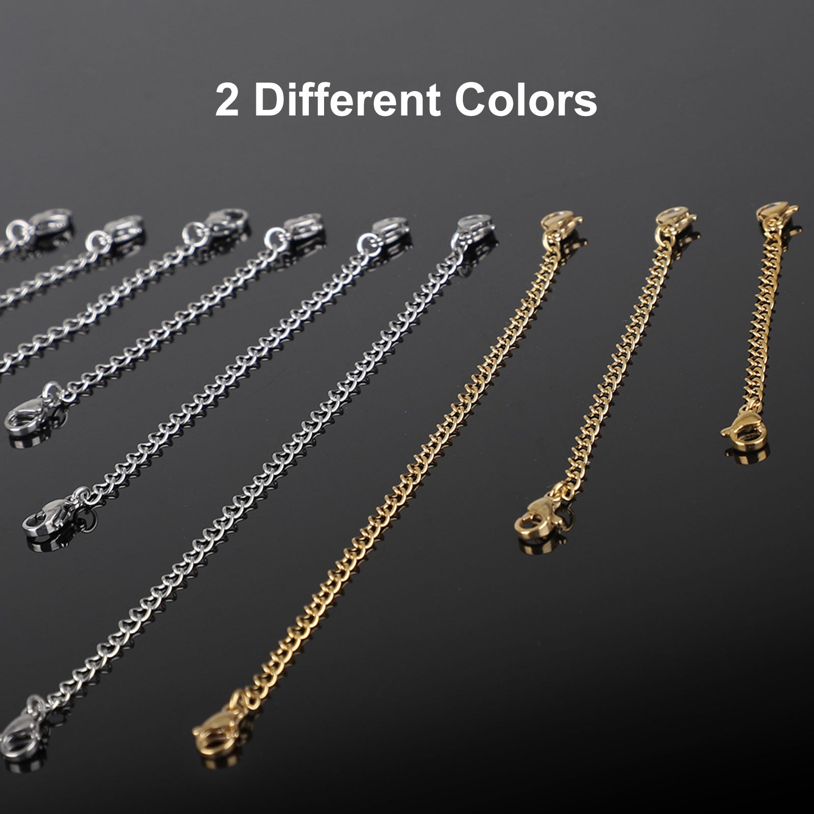 24pcs Necklace Extender, TSV Stainless Steel Bracelet Extender Chain Set with Lobster Clasps Closures, Extensions 2