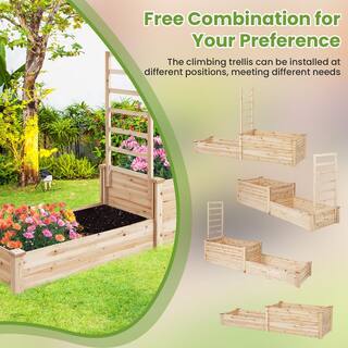 Gymax 88 in. x 25 in. x 53 in. Raised Garden Bed Wood (2 Planter Boxes) GYM13145