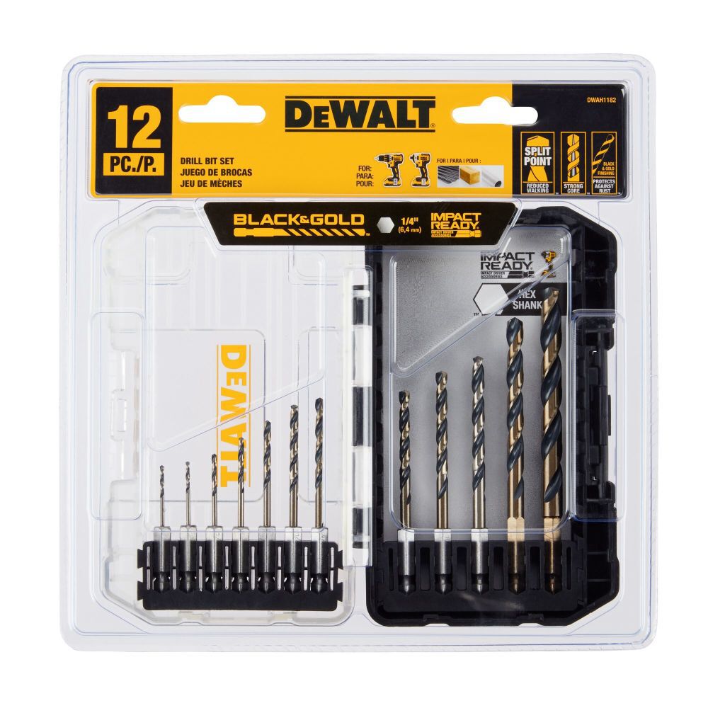 DEWALT BLACK and GOLD IMPACT READY Metal Drill Bit 12pc Set DWAH1182 from DEWALT