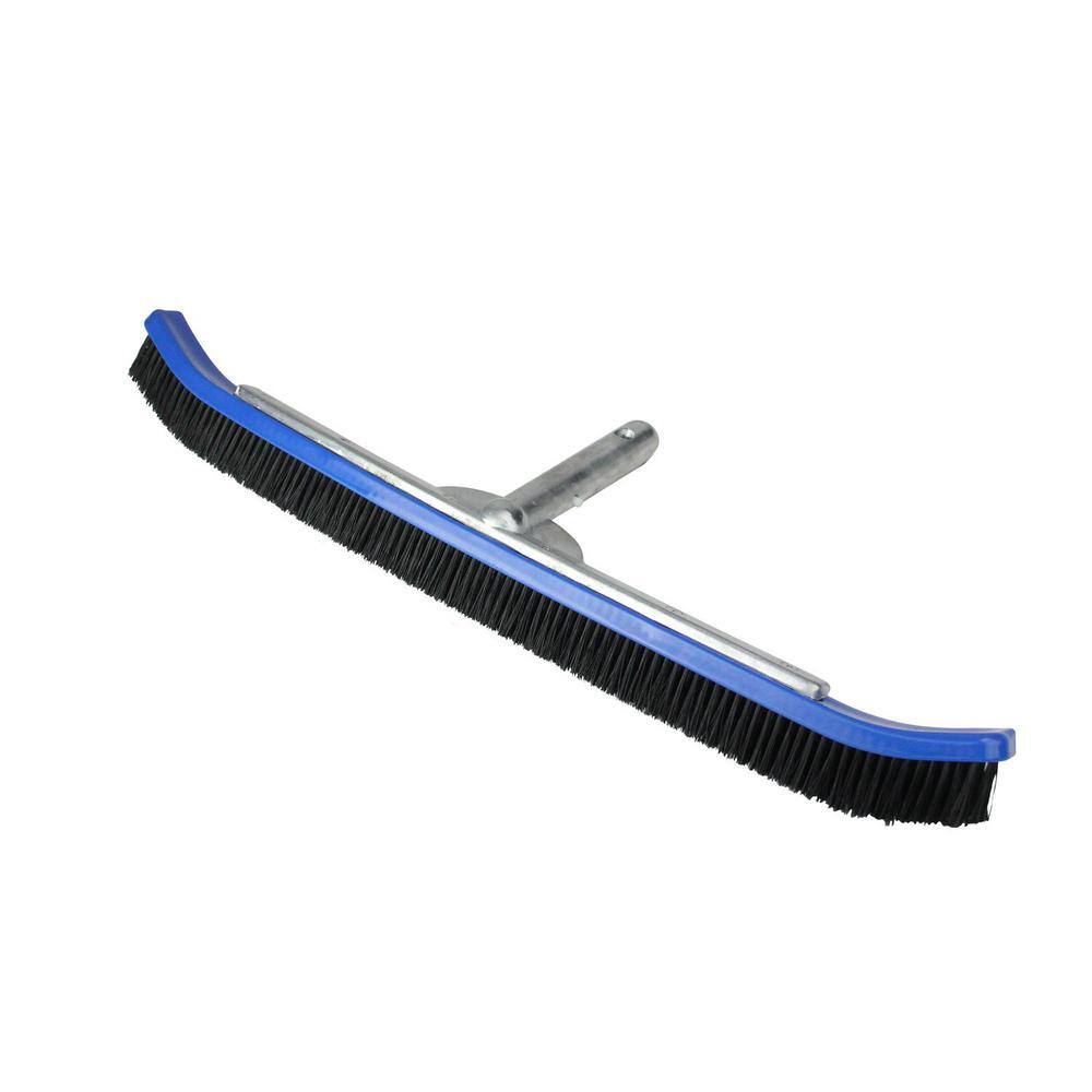 Pool Central 24 in. Blue Curved Nylon Bristle Pool Wall Brush with Aluminum Handle 32756636