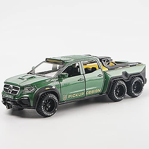 Simulation Alloy Car Modle Pickup 128 Metal Toy Car Sound Light Pull Back Model Toys For Boys Light Toys (green)， Small