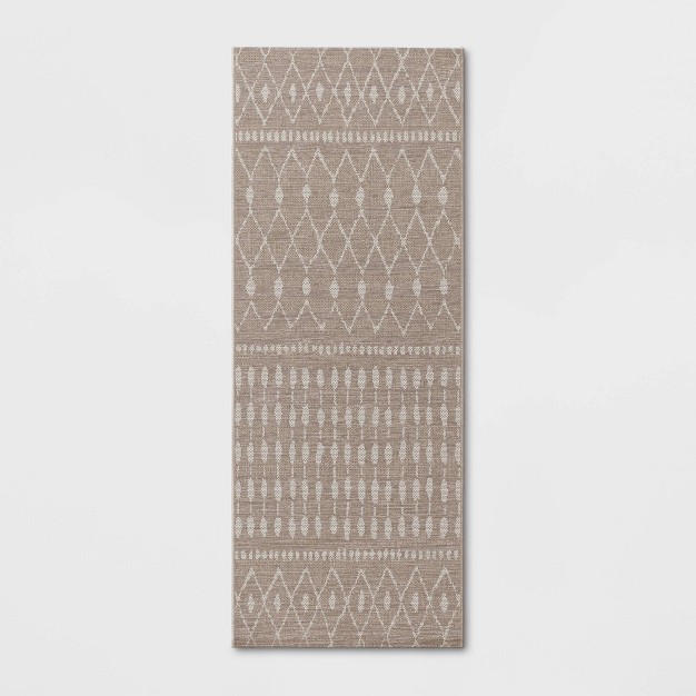 Neutral Moroccan Rectangular Woven Indoor Outdoor Rug