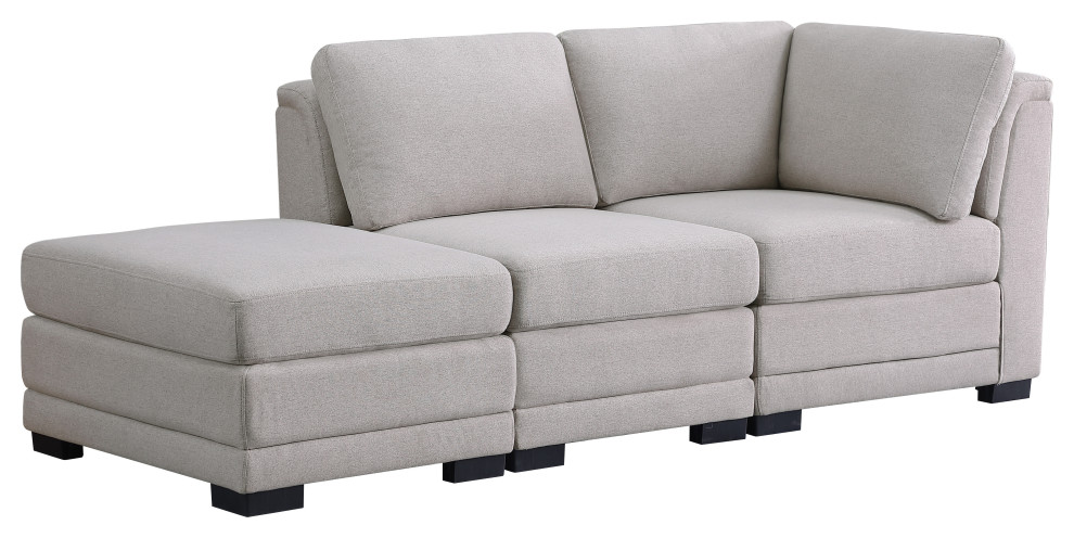 Kristin Light Gray Linen Reversible Sofa With Ottoman   Transitional   Sofas   by Lilola Home  Houzz