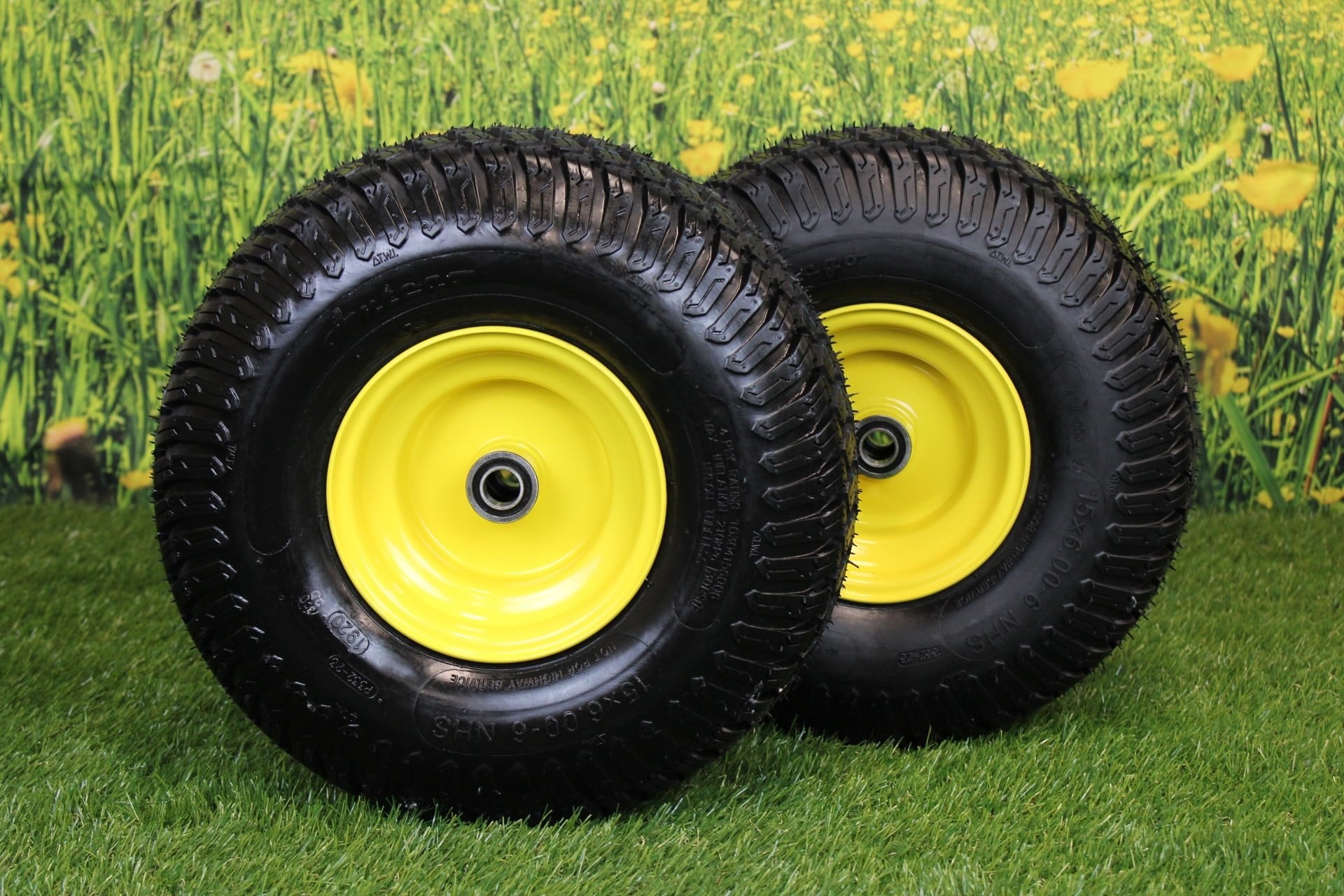 Antego Tire and Wheel 15x6.00-6 4 Ply Tires with 6x4.5 John Deere Wheels 4 Ply for Lawn and Garden Mower Turf Tires .75