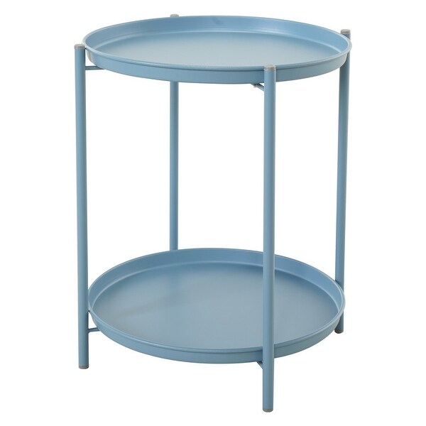 2Tier Metal Round Side Table for Outdoor and Indoor Use