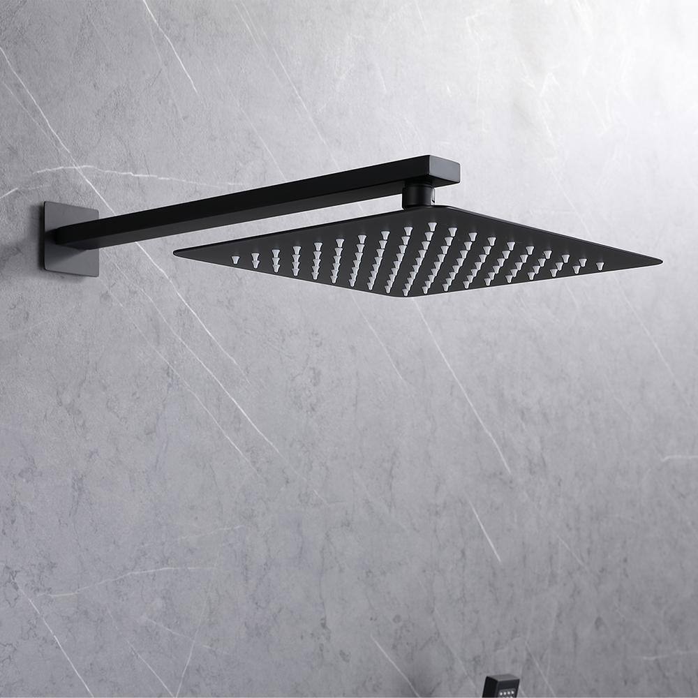 GIVING TREE 1-Spray 10 in. Square Rainfall Shower Head and Handheld Shower Head in Matte Black XLHDDFAR0004