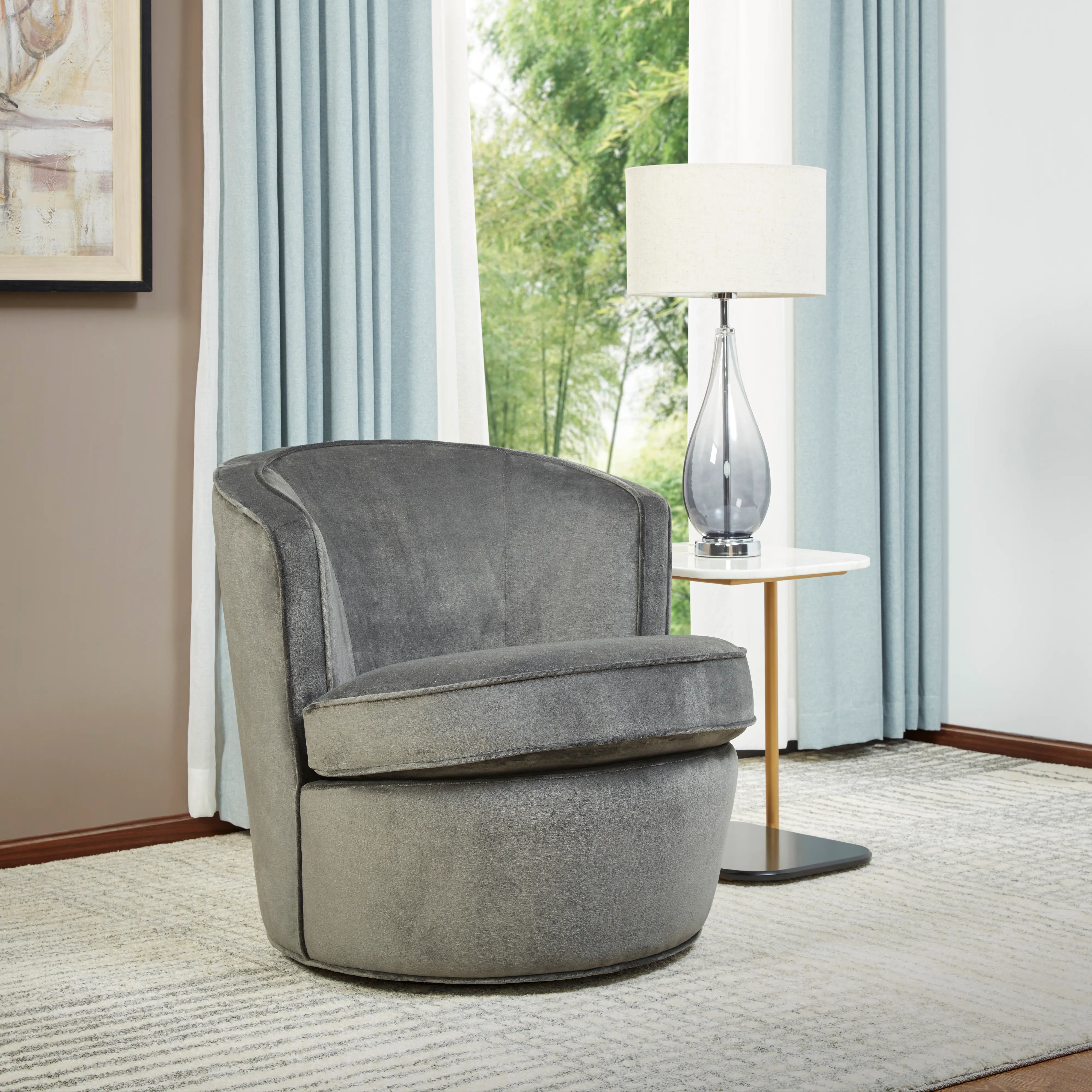 Julia Pewter Gray Swivel Accent Chair