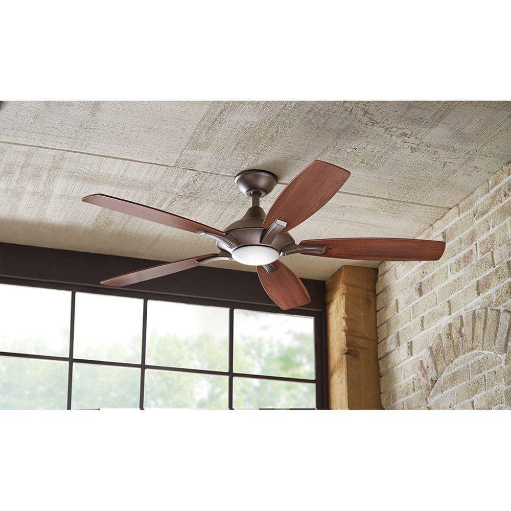 Home Decorators Collection Petersford 52 in Integrated LED Indoor Oil Rubbed Bronze Ceiling Fan with Light Kit and Remote Control