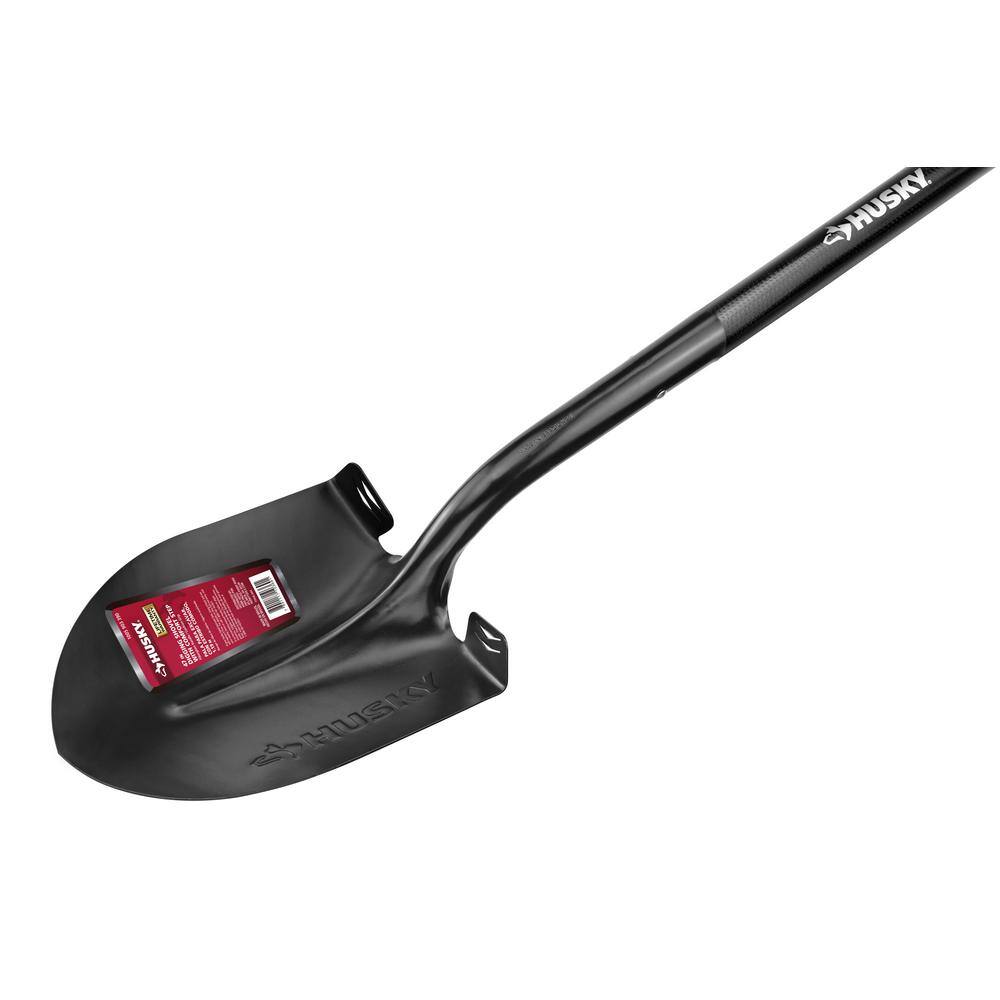 Husky 47 in. L Fiberglass Handle Carbon Steel Digging Shovel with Grip 77416-944