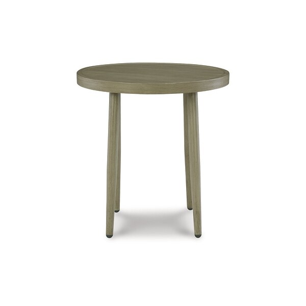 Signature Design by Ashley Swiss Valley Brown/Beige Round Outdoor End Table