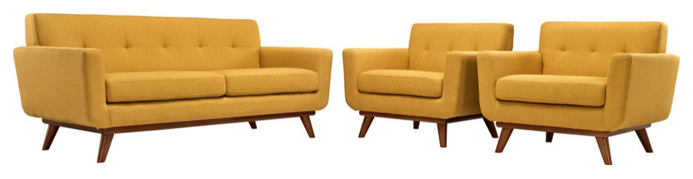 Giselle Citrus Armchairs and Loveseat 3 Piece Set   Midcentury   Living Room Furniture Sets   by Peachtree Fine Furniture  Houzz