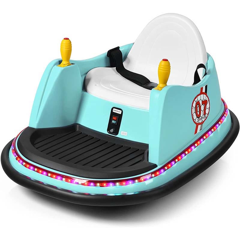 6V Kids Ride On Bumper Car 360-Degree Spin Race Toy with Dual Joysticks, Flashing LED Light, Remote Control