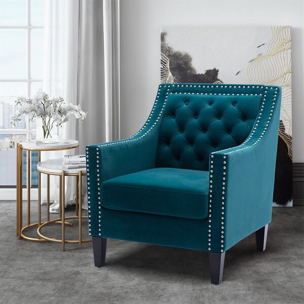 Accent Armchair with nailheads and solid wood legs