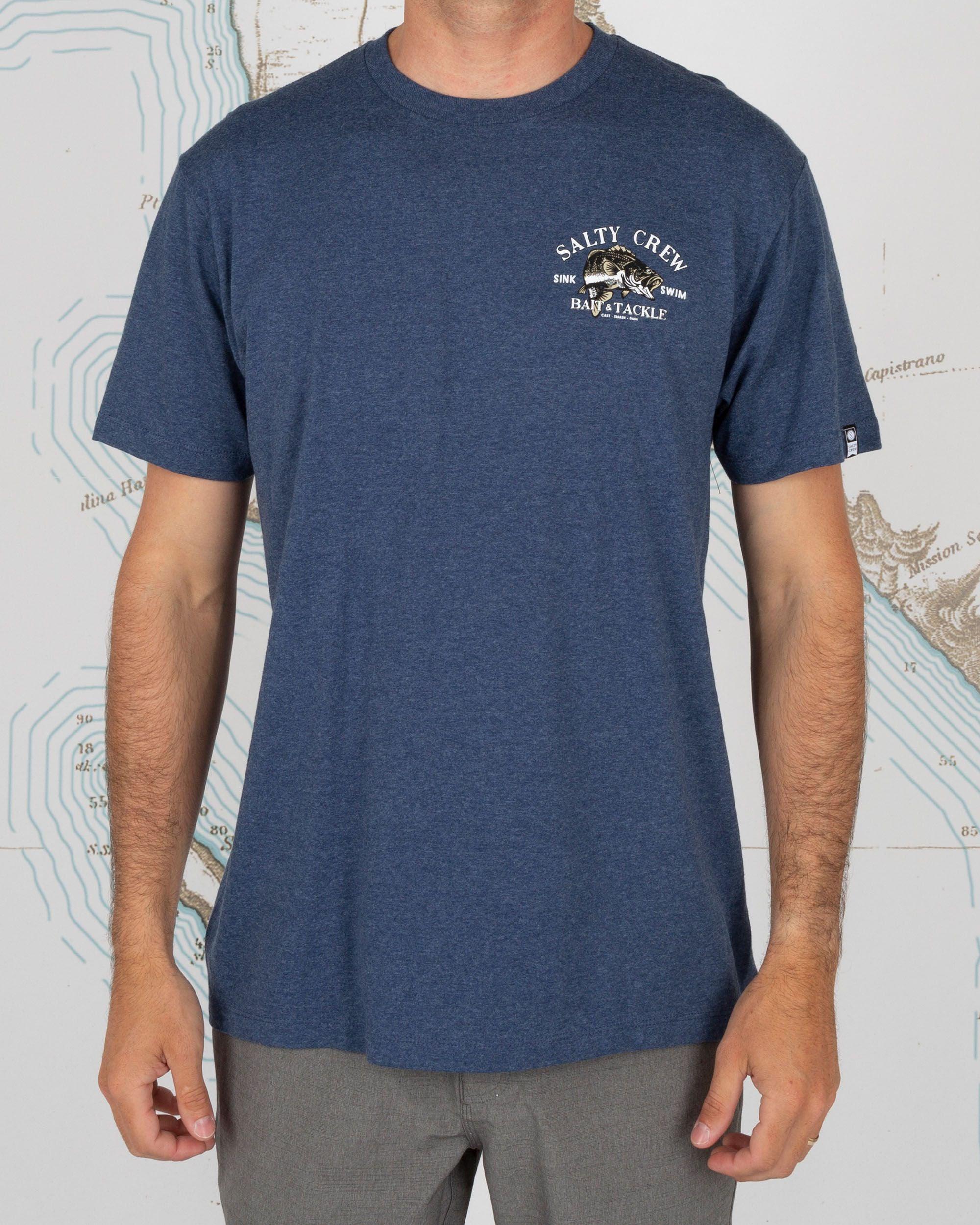 Salty Bass Man Standard S/S Tee Navy Heather