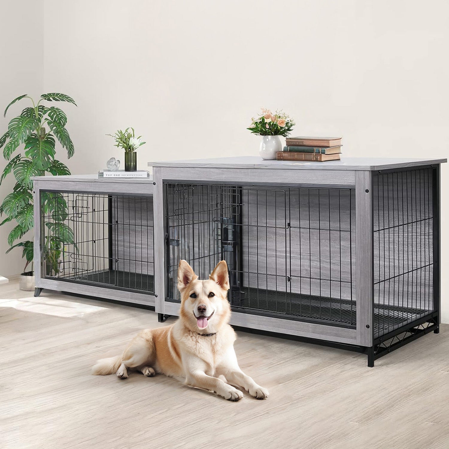 Dog Crate Furniture 29-inch Side End Table, Dog Cage with Pull-Out Removable Tray for Small Pets