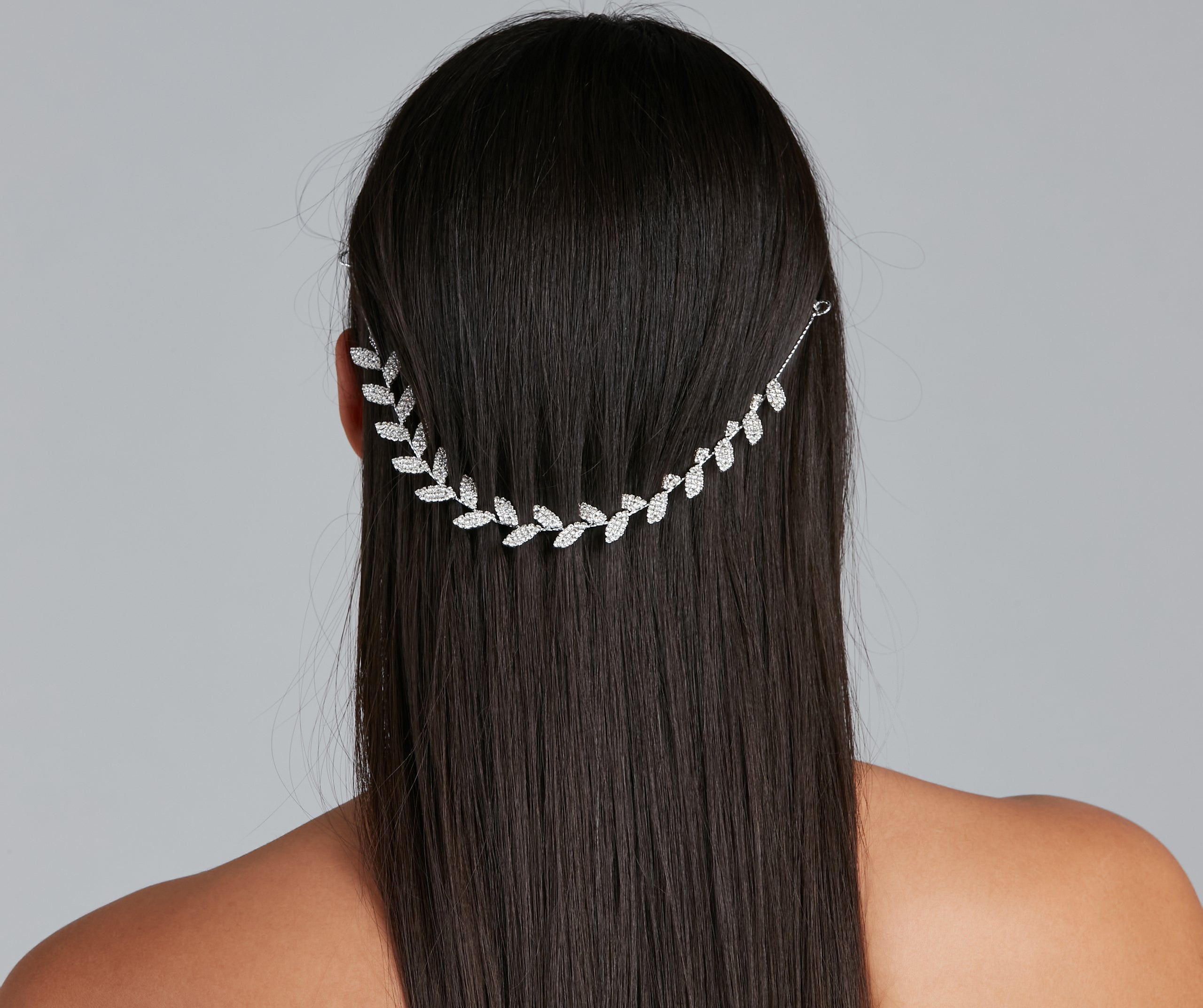 Grecian Chic Leaf Rhinestone Hair Drape