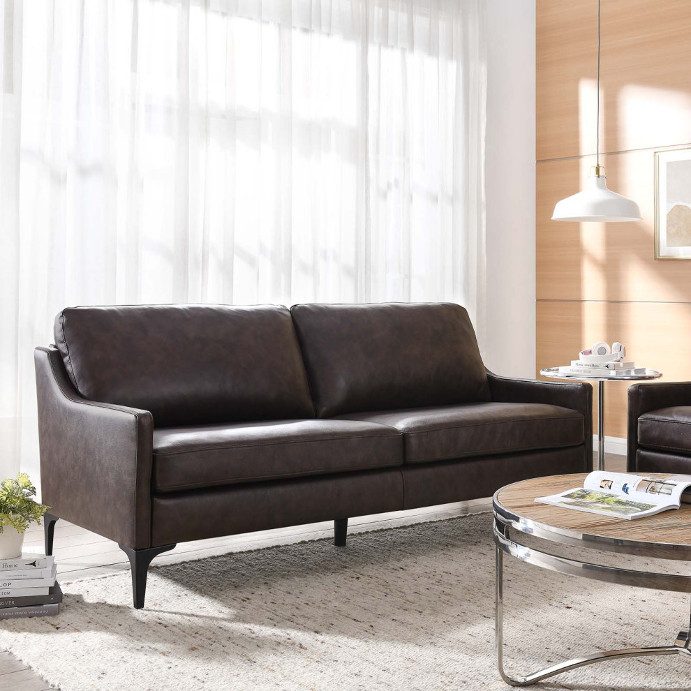 Corland Leather Sofa   Midcentury   Sofas   by Modway  Houzz