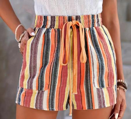 Striped Print Shorts with Waistband Wholesale