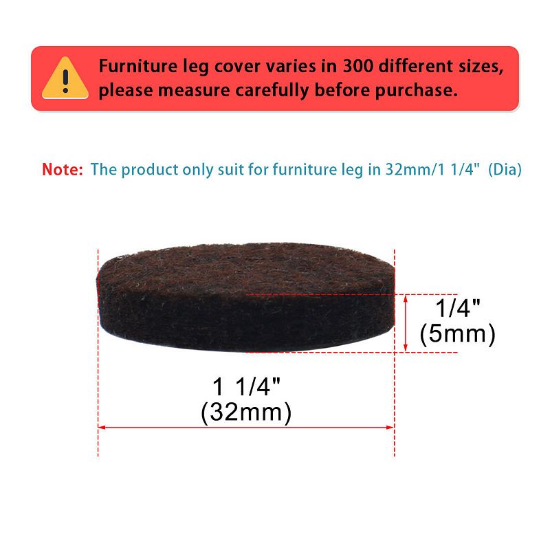 Felt Furniture Feet Pads Round 1 1/4 Dia Self Adhesive Floor Protector 24pcs