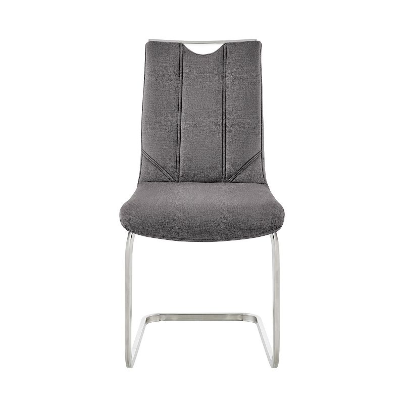 Dining Chair with Metal Cantilever Base， Set of 2， Gray and Silver