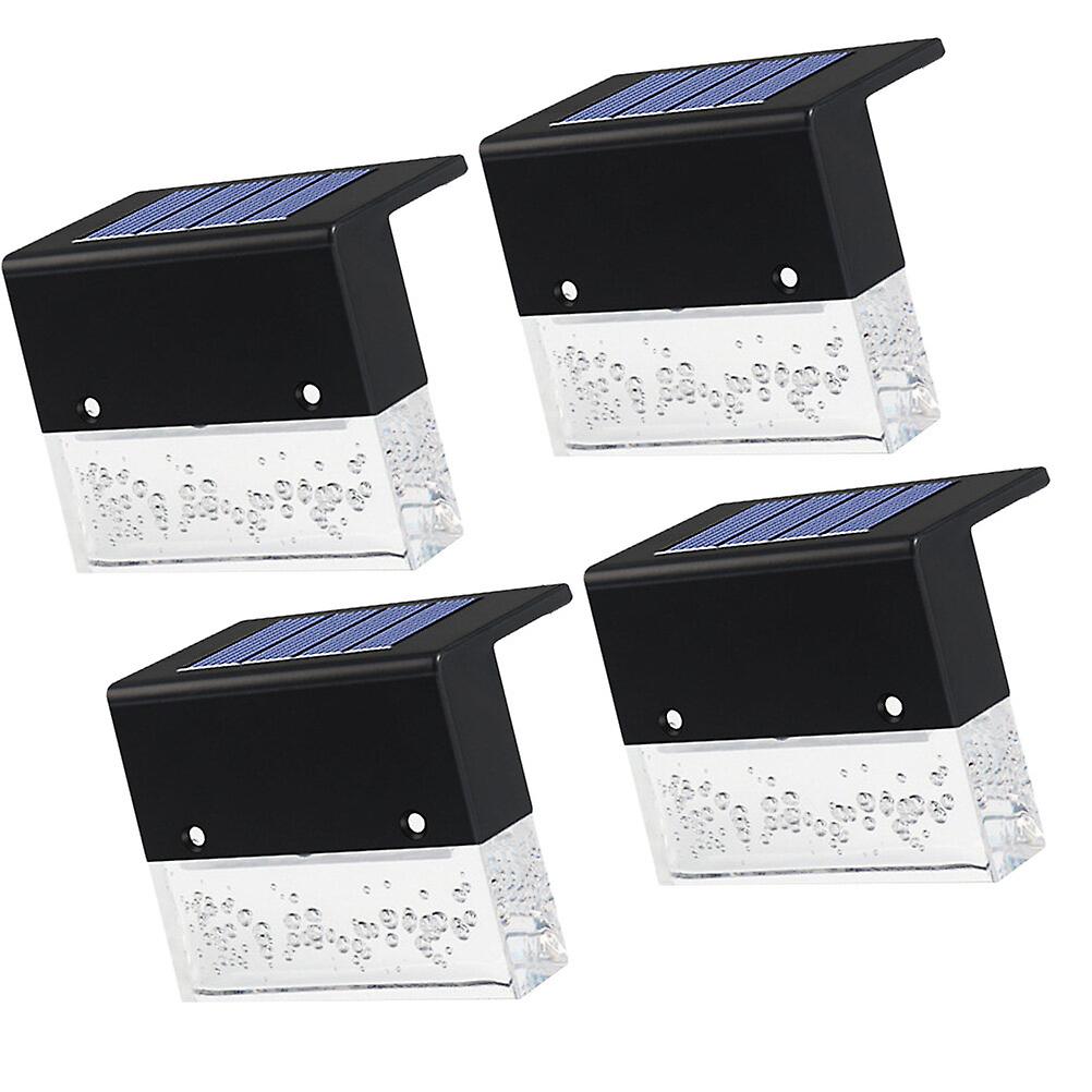 4pcs Outdoor Solar Power Stairs Lights Waterproof Led Stair Lamps Decors